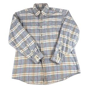 Jos. A. Bank Shirt Mens Large Blue Plaid Long Sleeve Button Down Twill Casual